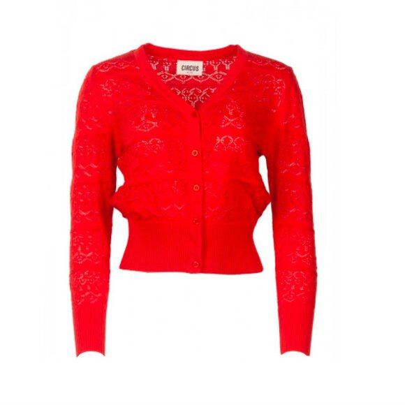 Circus woman's red cardigan size L - Picture 1 of 8